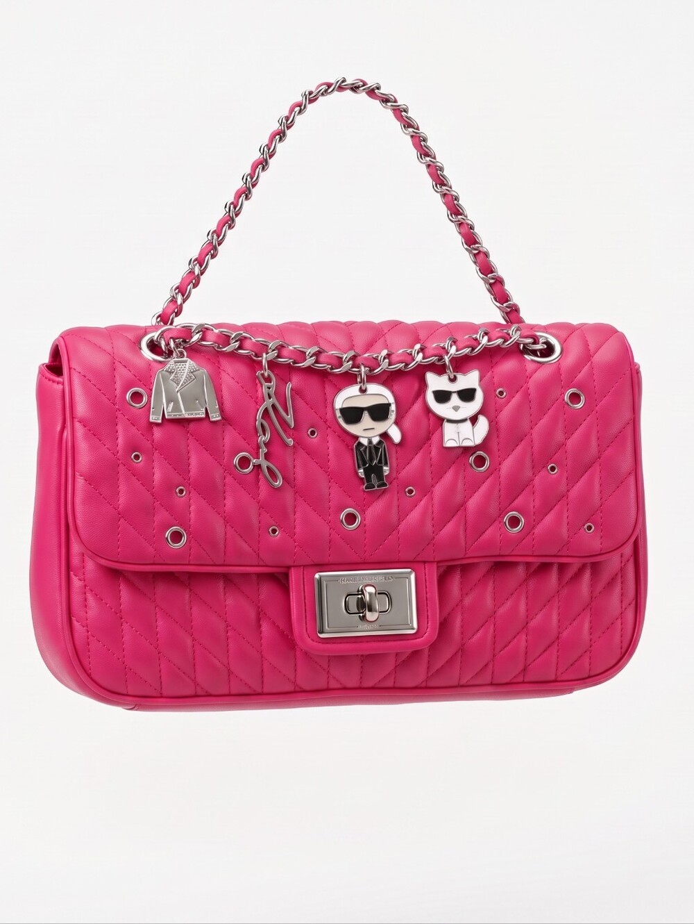 Karl Lagerfeld Paris Quilted Turn Lock Purse Is French Pink